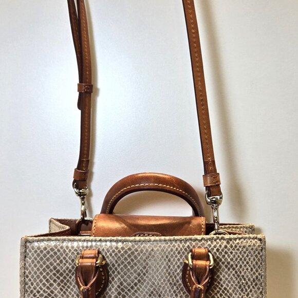 Dooney Bourke Janine python print Leather Mini Tote Satchel Crossbody Bag - Picture 5 of 16